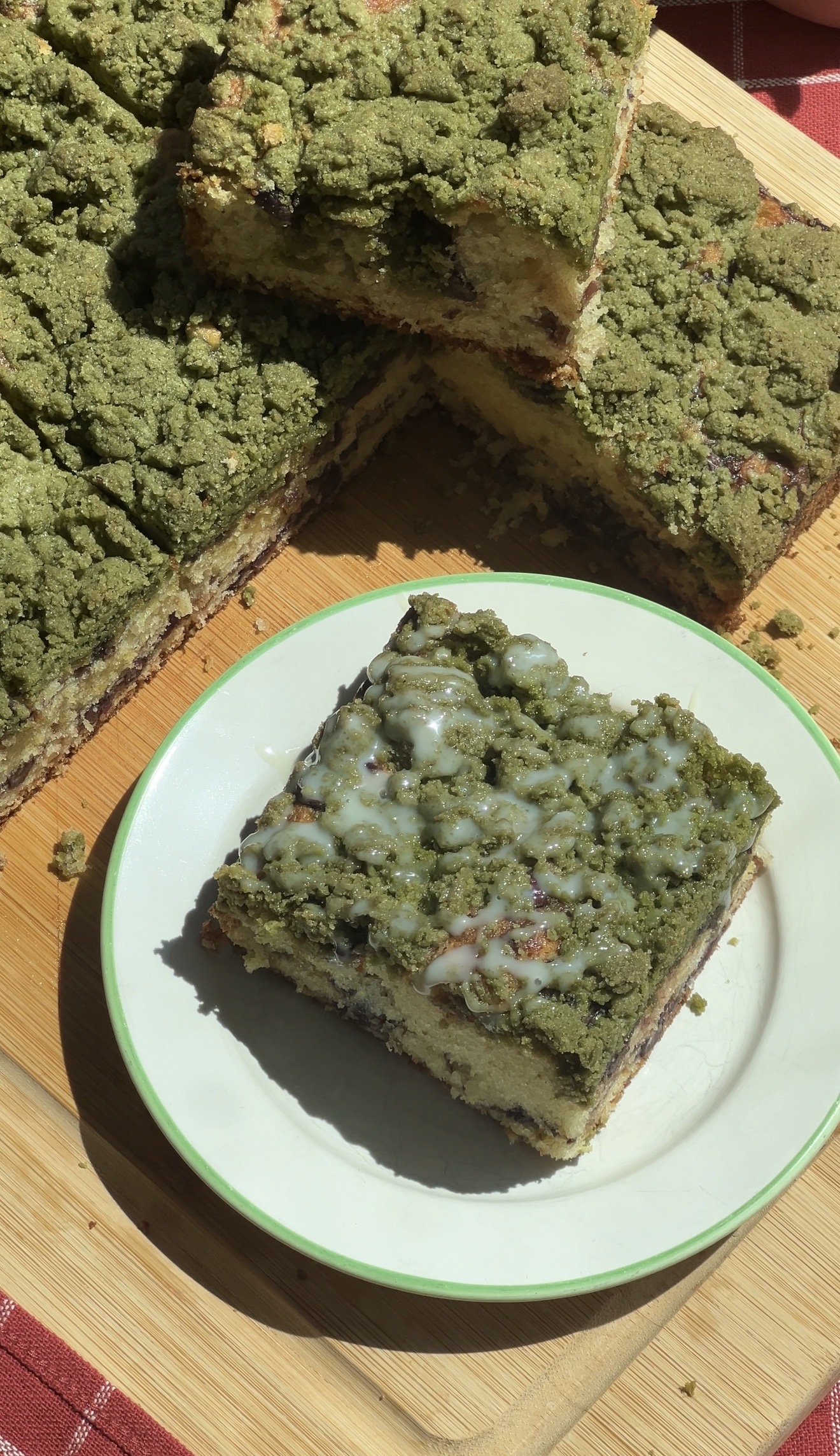Matcha Red Bean Coffee Cake
