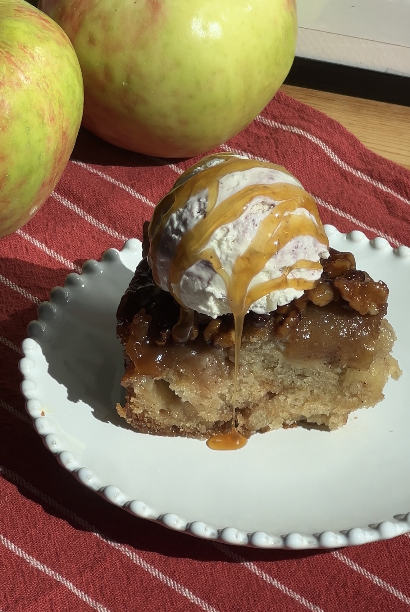 Upside Down Maple Walnut Apple Cake